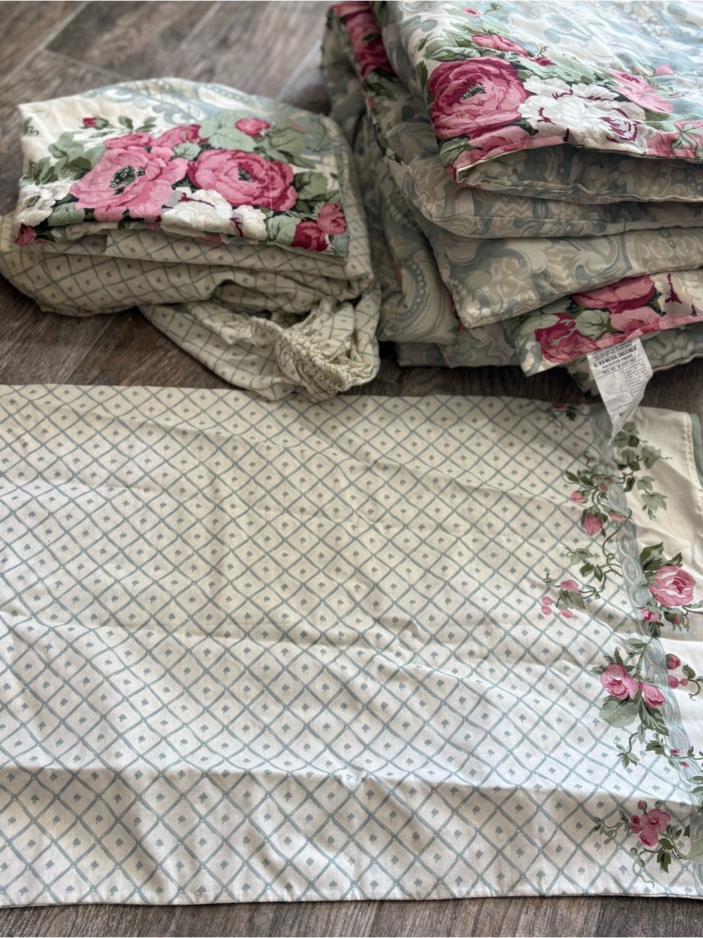 Vtg WestPoint Stevens Rose Trellis Full/Double Comforter & Sheet Set 7 Pc Floral - Picture 7 of 11